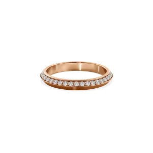 Anillo Lite dos aguas rose gold 3mm con pavé